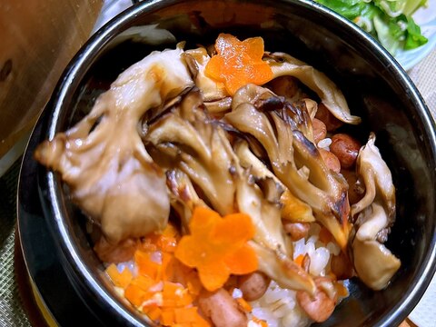 舞茸と茹でピーナッツの炊き込みご飯